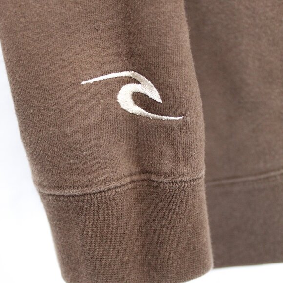 RIP CURL ZIP VTG 90'S HOODIE STASH POCKET TWO TONE BROWN TAN WHITE SWEATSHIRT XL - Picture 7 of 7